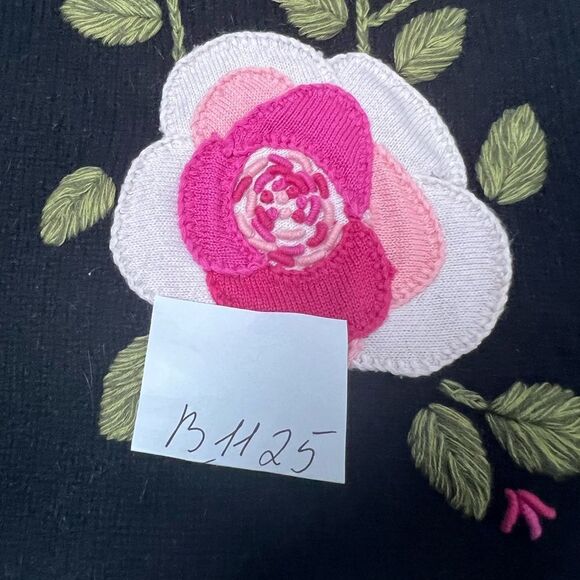 Vintage Rabbit Hair Wool Blend Rose Embroidered Cardigan Sweater Size L - Picture 11 of 11